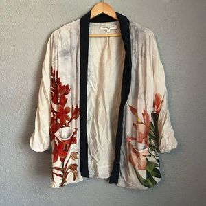 Valentine Gauthier Paris Women’s Silk Kimono Cardigan Watercolor Print Size Med